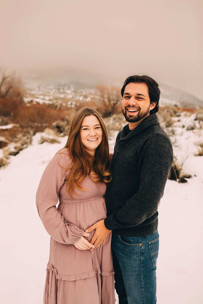 Couple posing for maternity session shot by Morgan Locke - WA family and maternity photographer