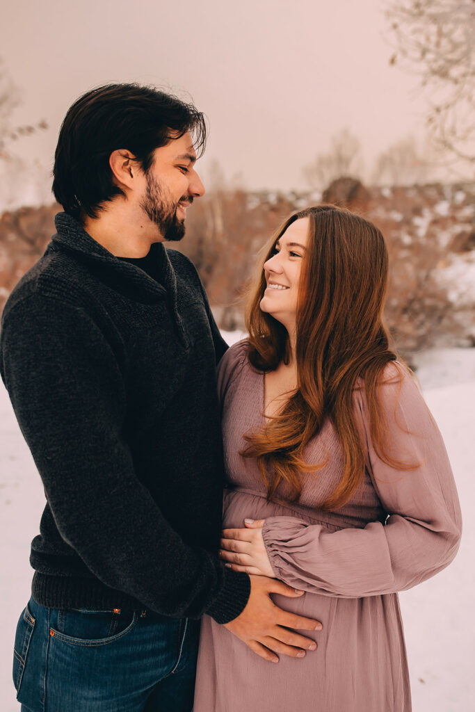 Couple posing for maternity session shot by Morgan Locke - WA family and maternity photographer